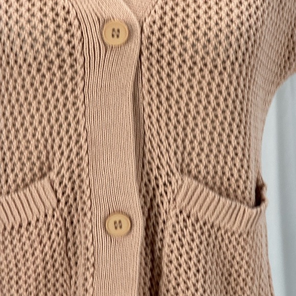 Alfani Great Escape Button Front V Neck Open Knit Vest - Tan - size PP (XSP) - Picture 5 of 10